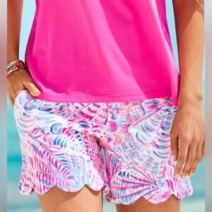 Lilly Pulitzer Buttercup Knit Stretch Shorts Raz Berry Sea You Soon print Size 6
